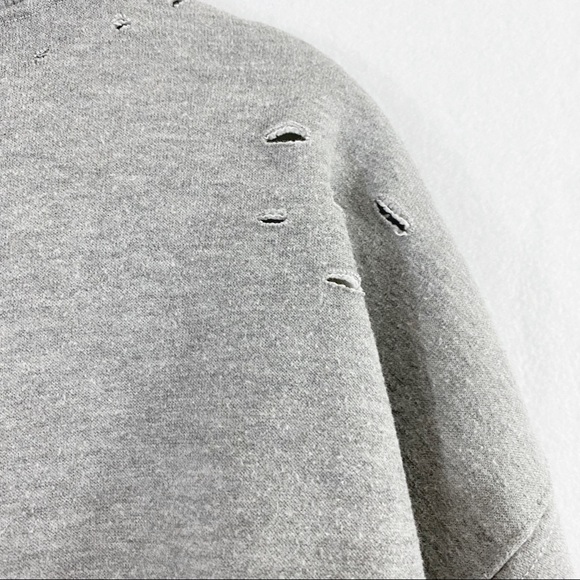 Honey Punch Distressed Grey High Neck Sweatshirt Oversized - Picture 8 of 9